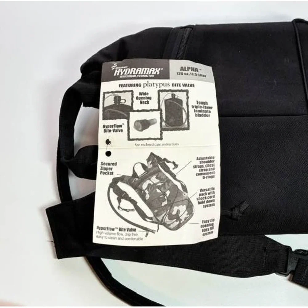 HydraMax Hydration Backpack Black Tactical Hiking Cycling Gorpcore NWT Outdoorsy